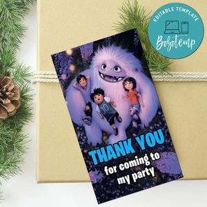 Abominable Thank You Tag Customizable Template To Print At Home Instant Download