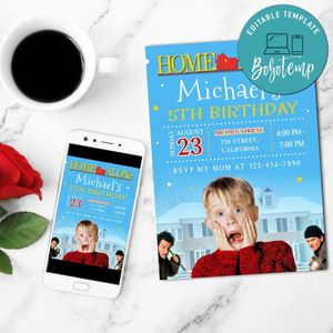 Home Alone Birthday Invitation Customizable Template to Print at Home Instant Download