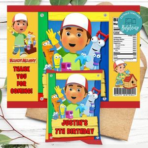 Handy Manny Birthday Chip Bag Digital File Printable Instant Download
