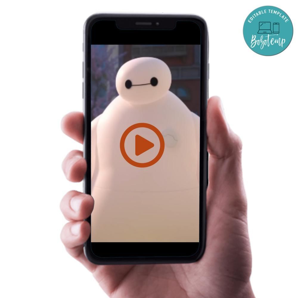 Big Hero 6 Video Invitation Digital Template Customizable Instant Download