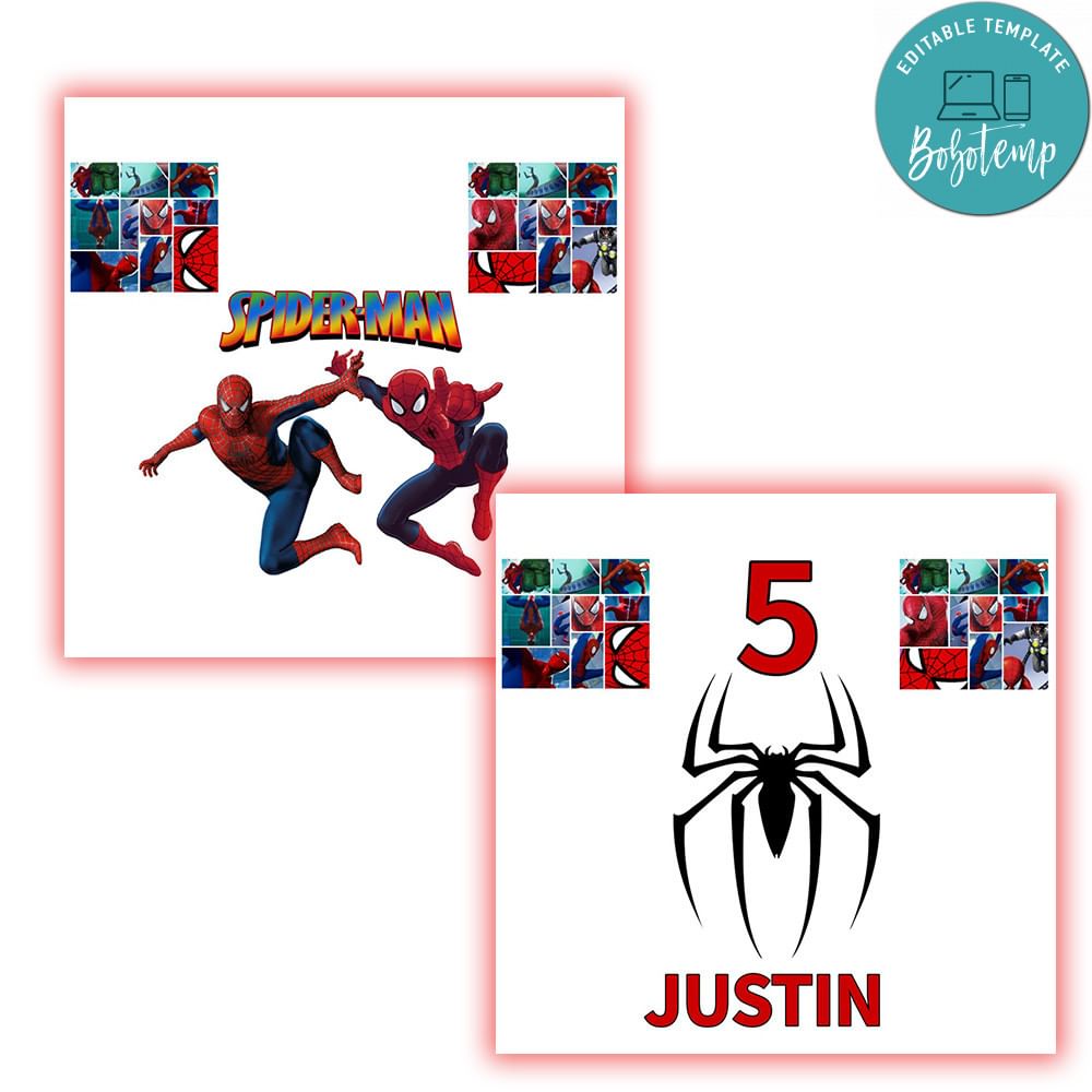 Spiderman Birthday Boy Party PNG file template | Bobotemp