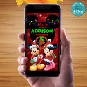 Mickey mouse navidad Video Invitation Digital Template Customizable Instant Download