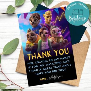 The Sloth Lane Thank You Card Customizable Template To Print At Home Instant Download