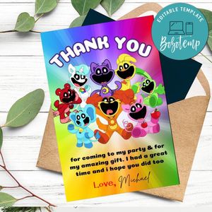 Smiling Critters Thank You Card Customizable Template To Print At Home Instant Download
