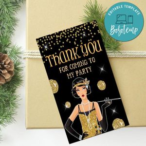 Flapper Thank You Tag Customizable Template To Print At Home Instant Download