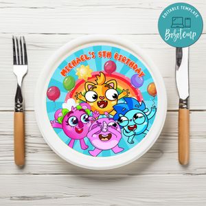 Baby Zoo Birthday Plate Template Customizable To Print At Home Instant Download