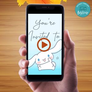 Cinnamoroll Birthday Video Invitation Digital Template Customizable Instant Download