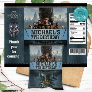 Wakanda Forever Birthday Chip Bag Digital File Printable Instant Download