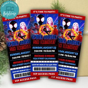Spider-man: Across The Spider-verse Ticket Invitation Customizable Template Instant Download