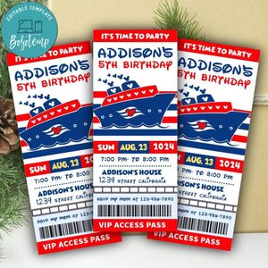 Disney Cruise Ticket Invitation Customizable Template Instant Download