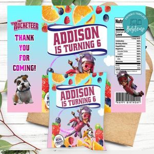 Rocketeer Birthday Party Fruit Snack Bag Digital File Printable Instant Download