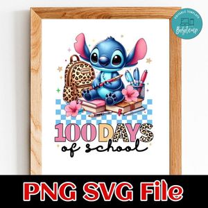 Stitch 100 days of School 2 Customer request PNG file template