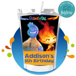 Elemental Pixar Capri Sun Birthday Labels Digital File Printable Instant Download