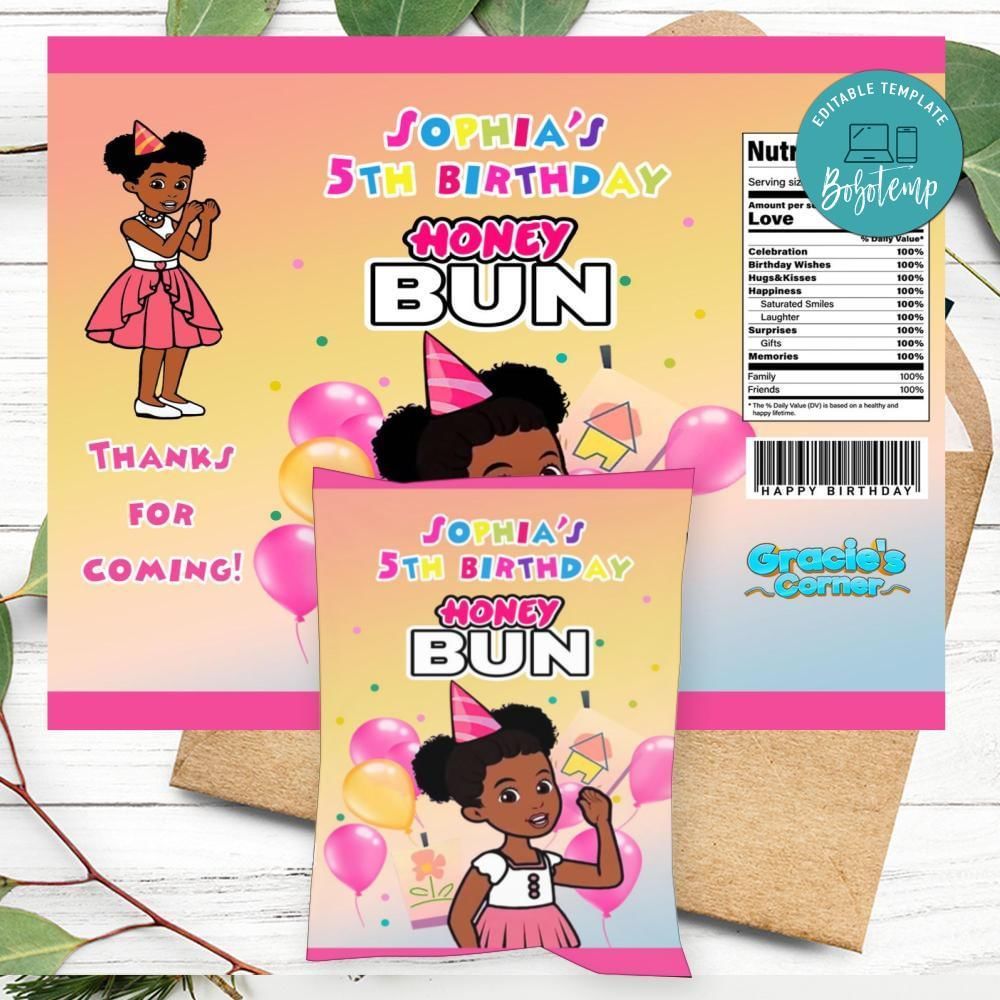 Gracie's Corner Honeybun Snack Bag Digital File Printable Instant Download