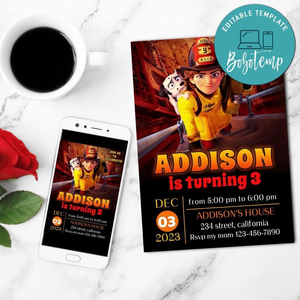 Fireheart Mobile Invite Customizable Template Instant Download