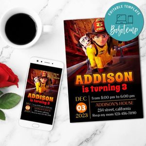 Fireheart Mobile Invite Customizable Template Instant Download