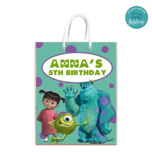 Monster Inc Gift Bag Label Template Printable Instant Download