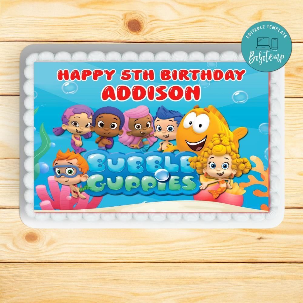 Bubble Guppies Sheet Cake Template Printable Instant Download