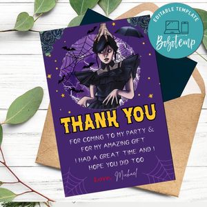 Wednesday Thank You Card Customizable Template To Print At Home Instant Download