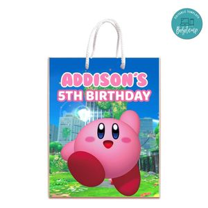 Kirby Gift Bag Label Template Printable Instant Download