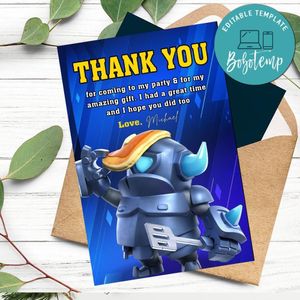 Mini Pekka Thank You Card Customizable Template To Print At Home Instant Download