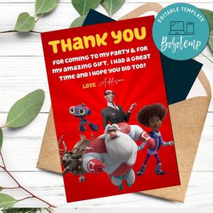 Superklaus Thank You Card Customizable Template To Print At Home Instant Download