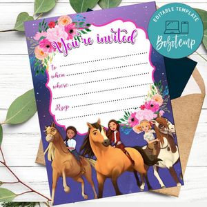 Spirit Riding fill in blank Invitation Customizable Template to Print at Home Instant Download