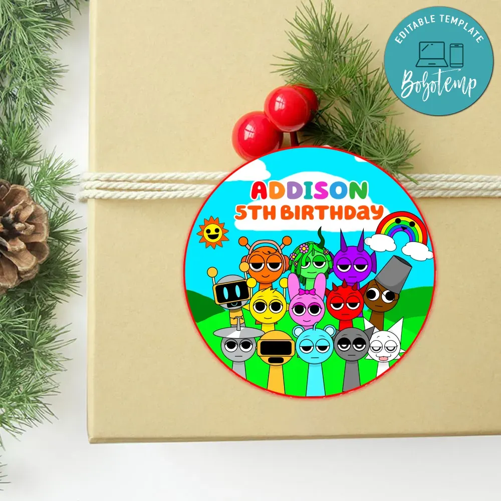 Sprunki Circle Sticker Template Customizable DIY | Bobotemp Shop