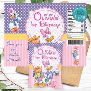 Daisy Duck Birthday Party Chip Bag Digital File Printable Instant Download