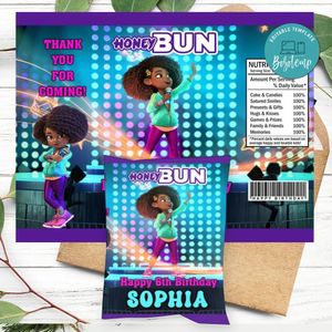 Karma's World Birthday Honey Buns Snack Bag Label Customizable Instant Download