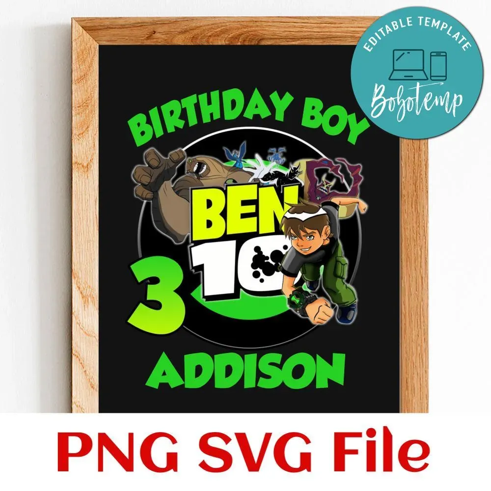 Ben 10 Birthday PNG file template | Bobotemp