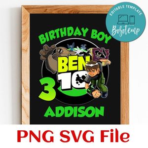 Ben 10 Birthday PNG file template