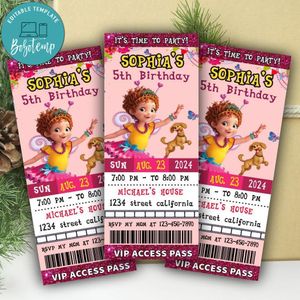 Fancy Nancy Ticket Invitation Customizable Template Instant Download