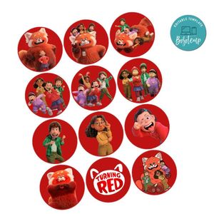 Turning Red Cupcake Toppers Template Printable Instant Download