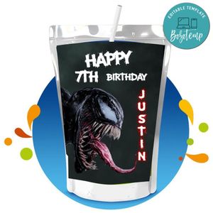 Venom Capri Sun Birthday Labels Digital File Printable Instant Download