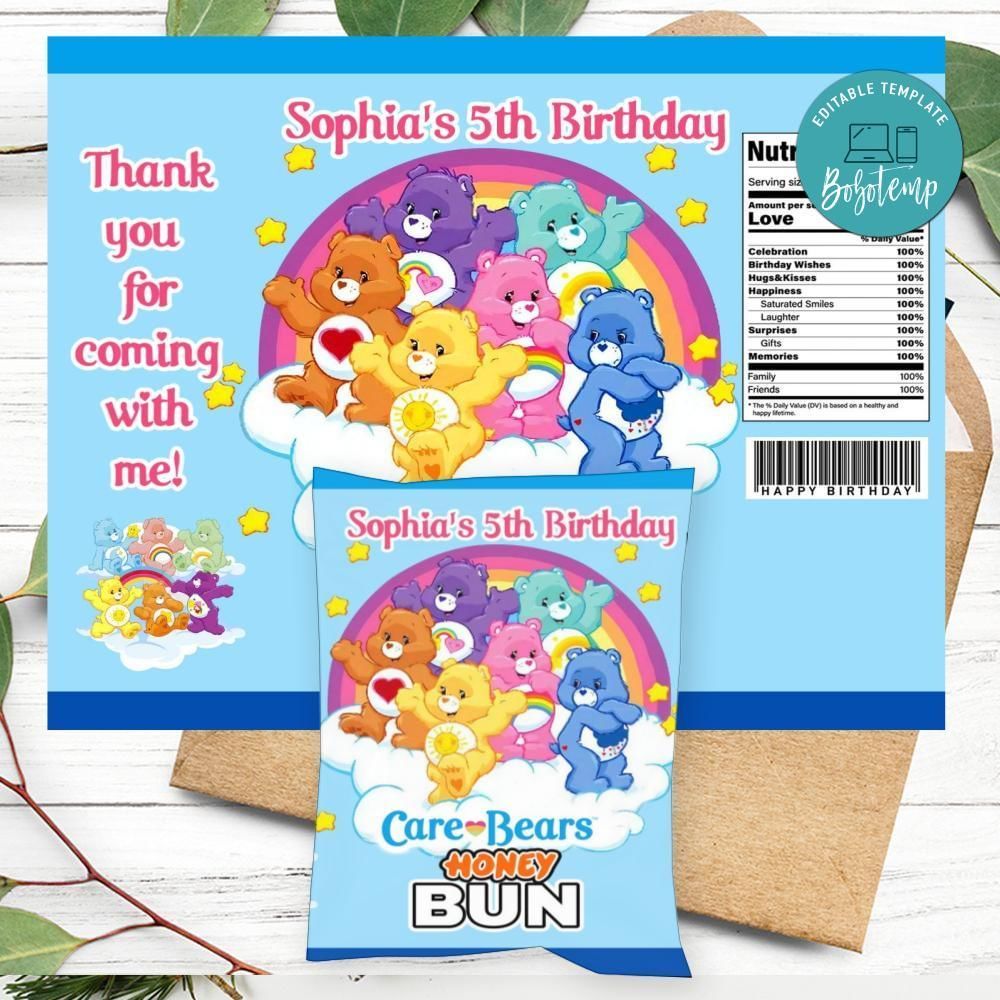 Care Bears Honeybun Snack Bag Digital File Printable Instant Download