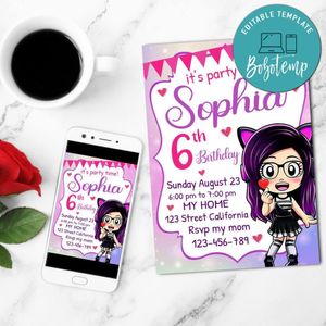 Kori juega Birthday Invitation Customizable Template to Print at Home Instant Download