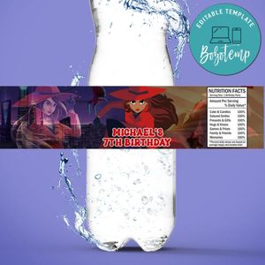 Carmen San Diego Birthday Water Bottle Label Template to Print at Home Instant Download