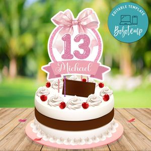 Coquette Cake Topper Template Printable Instant Download
