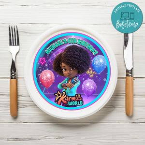 Karma's World Birthday Plate Template Customizable To Print At Home Instant Download