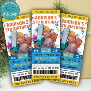 Chainsaw Ticket Invitation Customizable Template Instant Download