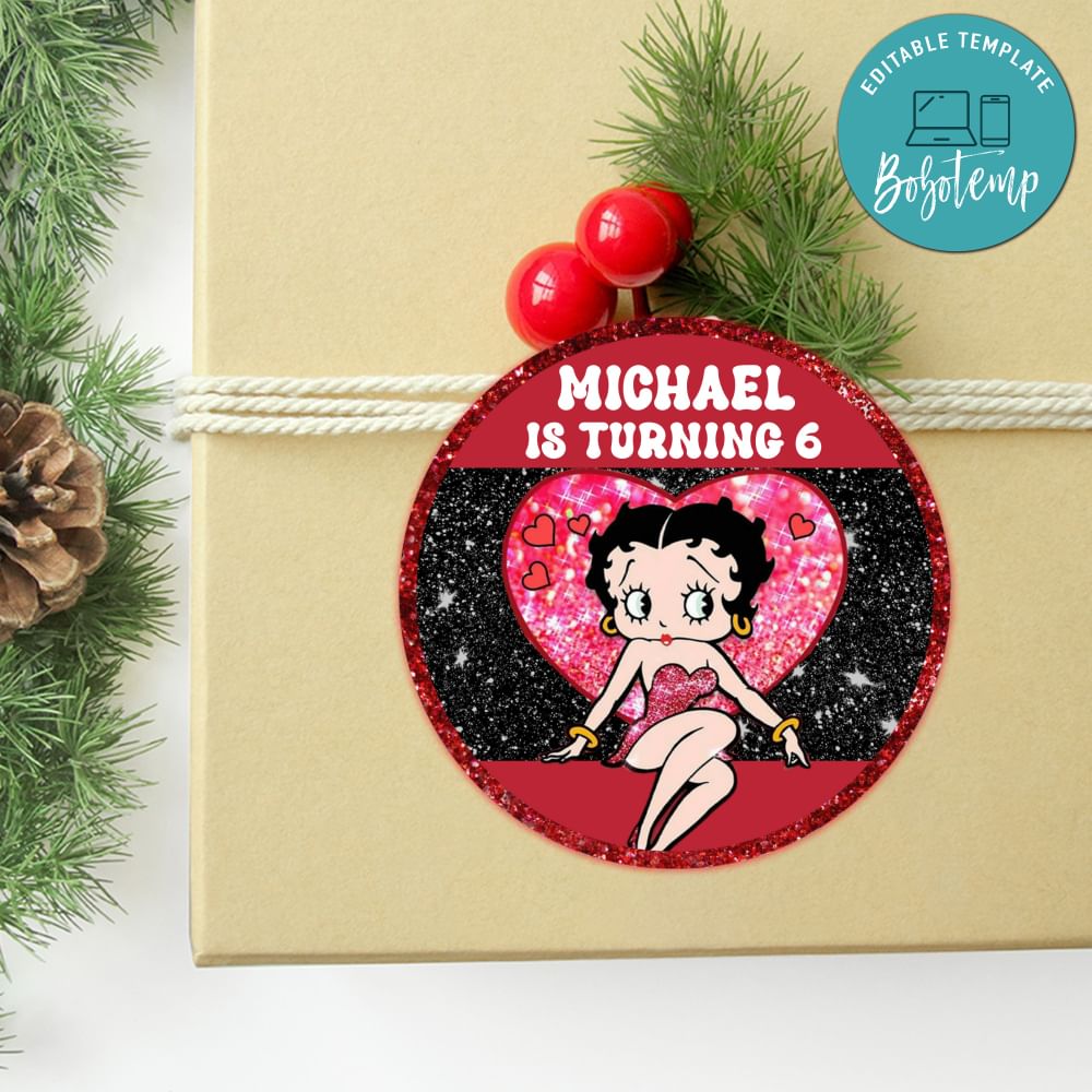 Betty Boop Circle Sticker Template Customizable DIY | Bobotemp