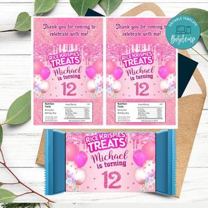 Shades of pink Rice Krispies Treats Template Printable Instant Download