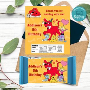 Clifford Candy Bar Label Customizable Template Instant Download