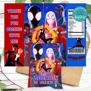 Spiderman Across SpiderVerse Birthday Party Chip Bag Digital File Printable Instant Download