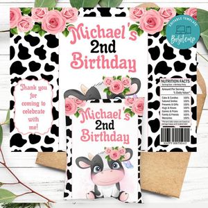 Cow Girl Birthday Chip Bag Digital File Printable Instant Download