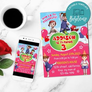 Kongsuni and friends Birthday Invitation Customizable Template to Print at Home Instant Download