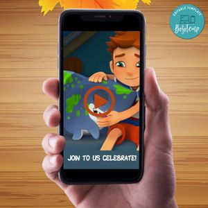 Sharkdog Birthday Video Invitation Digital Template Customizable Instant Download