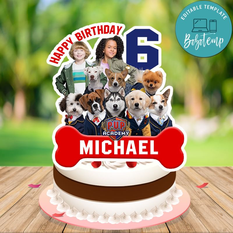Pup academy Birthday Cake Topper Template Printable Bobotemp