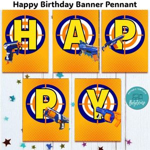 Nerf Banner Pennant Digital File Template Instant Download